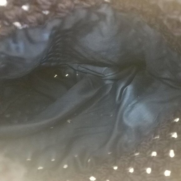 Purse Hobo shoulder Crochet Woven Navy large macramé knotted metal buckle close - Picture 10 of 10